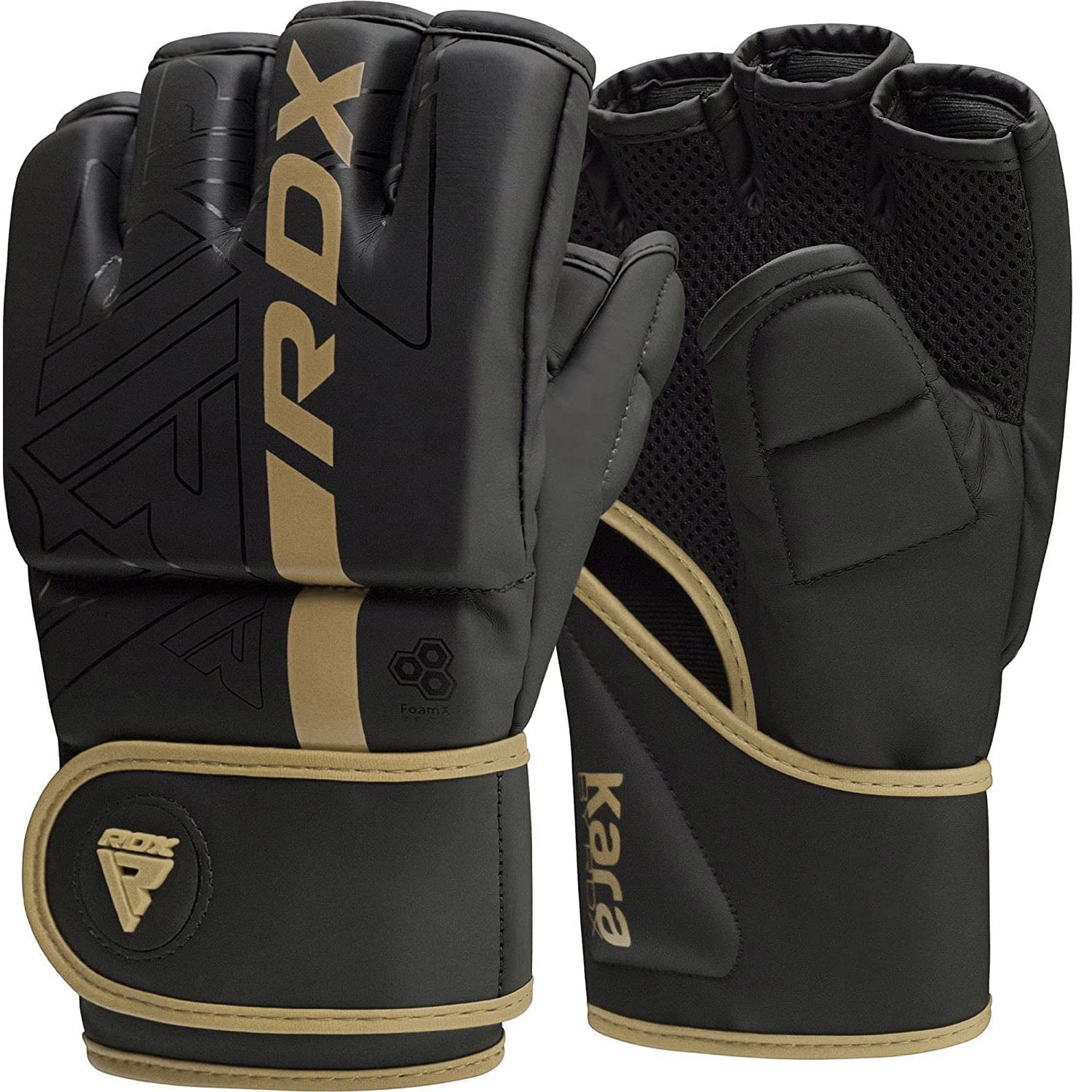 RDX F6 KARA MMA Gloves Grappling for Sparring, Boxing, BJJ, Workout MATTE GOLDEN SMALL