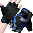 thumbnail image 1 of RDX Fingerless Weight Lifting Gloves Gym Workout Gloves for Men Bodybuilding Breathable Powerlifting Wrist Support Padded Palm Training Exercise, Blue, M, 1 of 9