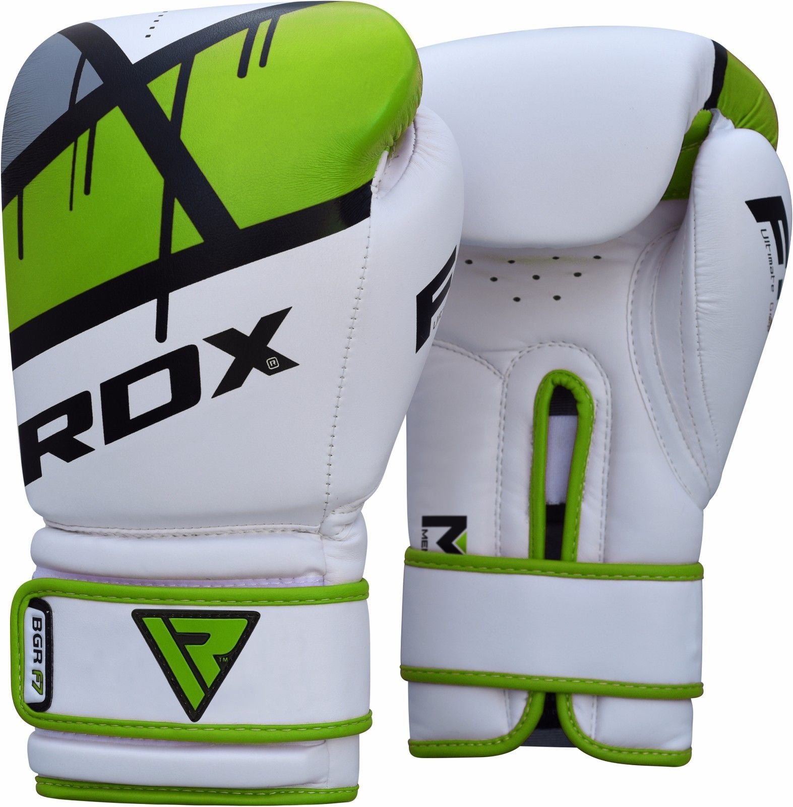 RDX F7 Leather Boxing Gloves, 10oz, Green