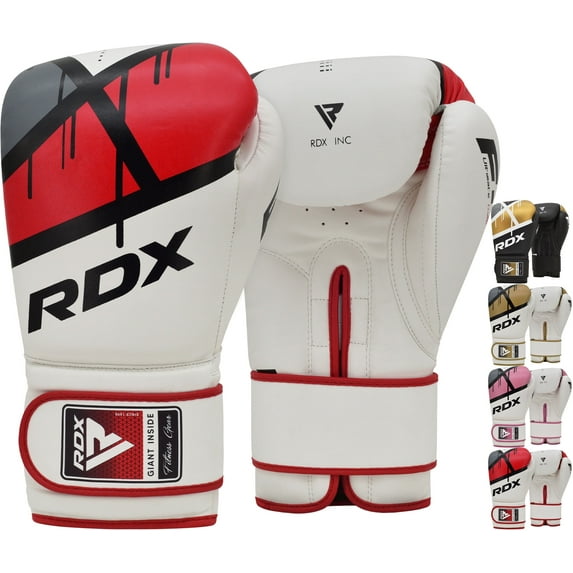 RDX F7 Leather Boxing Gloves for Men Women, Unisex Sparring Muay Thai Gloves for Punching Bag with Ventilated Palm, Golden, 16oz