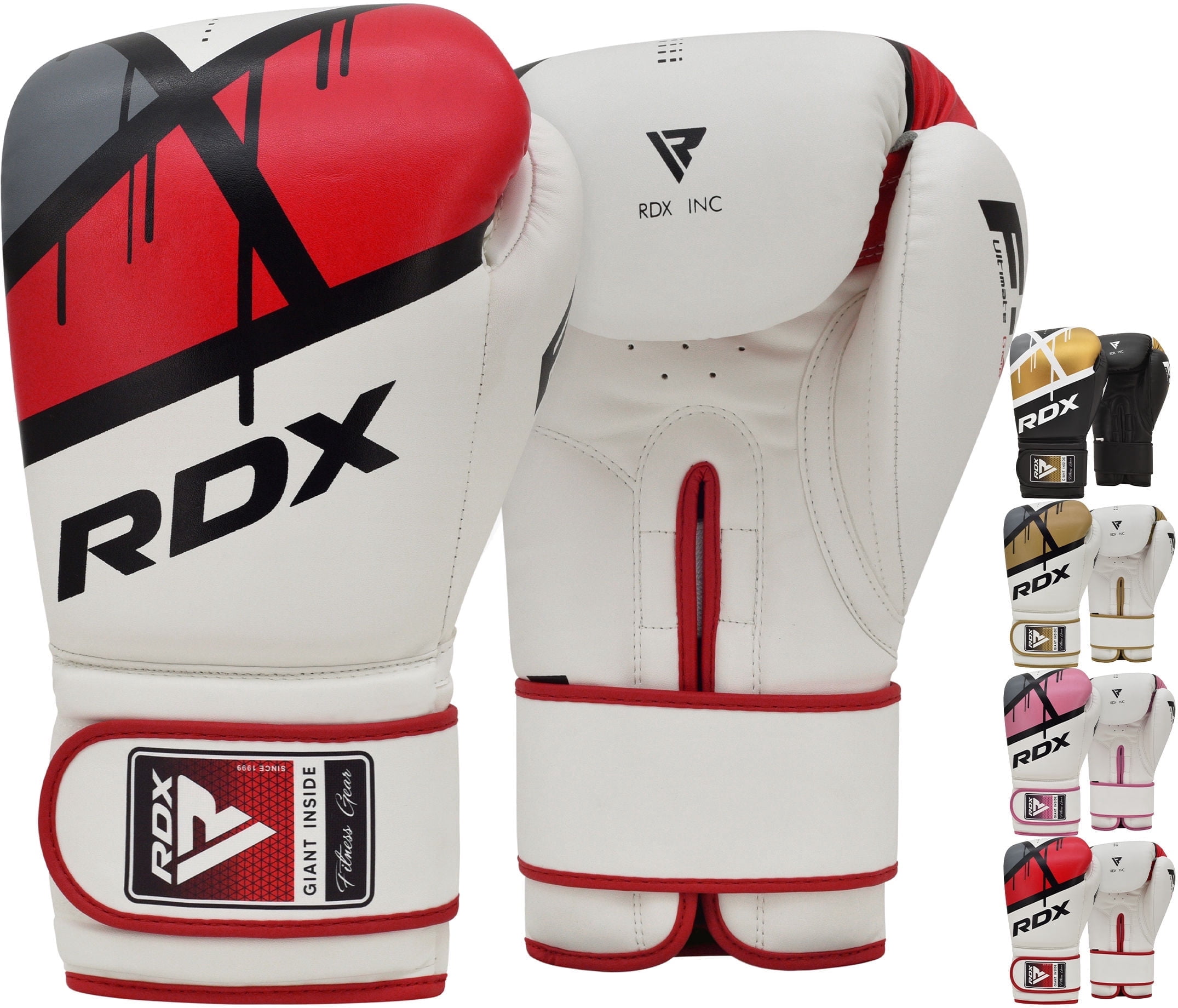 RDX F7 Leather Boxing Gloves for Men Women, Unisex Sparring Muay Thai Gloves for Punching Bag with Ventilated Palm, Golden, 16oz
