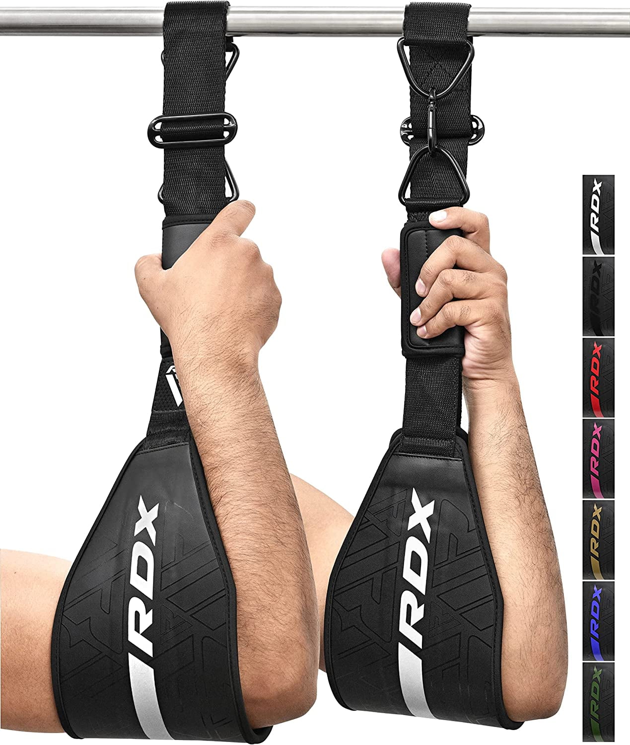 RDX Fitness Hanging AB Straps for Abdominal Muscle Building and Core Training, Maya Hide Leather Strap Steel D-Rings, Pull up Assist Straps, Elbow Hanging Men Women Home Gym Workout Equipment