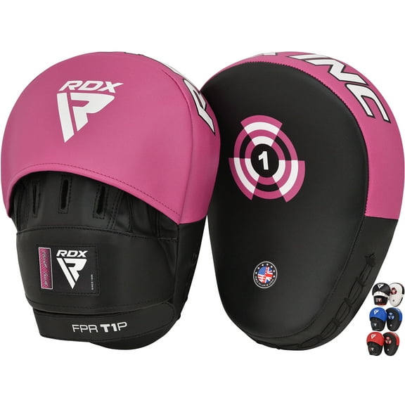 RDX Focus Boxing Punch Mitts, Punching pad and target, Leather Mitts, Kickboxing, Martial Arts, Pink
