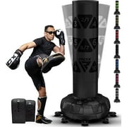 RDX حقيبة اللكم الدائمة الحرة مع قفازات للملاكمة، MMA، الكيك بوكسينغ، 6 FT XXL الثقيلة الكبار رونين الهدف مجموعة حقيبة الركيزة، أسود