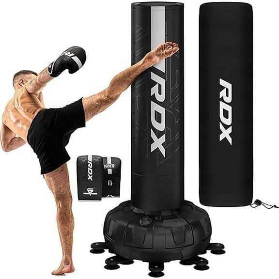 RDX XXL 330LBS Freestanding Punching Bag with Cover & Gloves – 72” Adult Heavy Pedestal Punch Bag Set - 17 Suction Cup 8 Extended Legs Stand Base - Kick Boxing MMA Muay Thai Home Gym Fitness Training