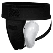 RDX Groin Protector with Cup for Muay Thai, Kickboxing Maya Hide Leather Abdo Gear Men Jockstrap Abdominal Guard