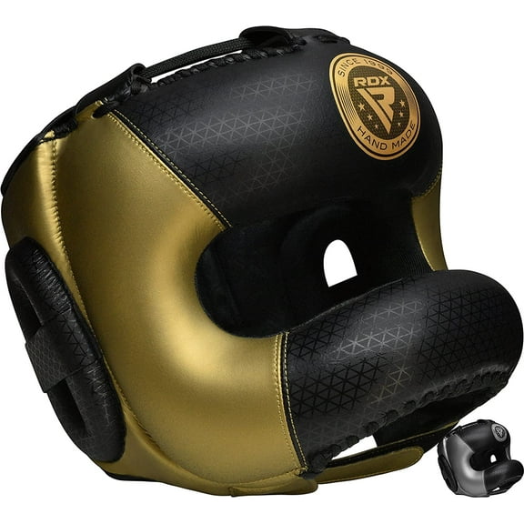 RDX Headgear for Boxing and MMA Training, Maya Hide Leather Mark PRO Bar Head guard for Full Face, Ear, Cheek Bone Protection Kickboxing Martial Arts Grappling Taekwondo Sparring Helmet Head Guard