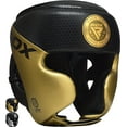 thumbnail image 1 of RDX Headguard Boxing MMA Fighting Kickboxing Training, Maya Hide Leather Adjustable MARK Pro Headgear for Face Cheeks Ear Protection, Head Guard Sparring Muay Thai Taekwondo Karate Zero Impact Helmet, 1 of 10