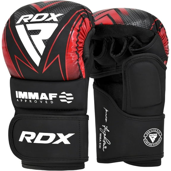 RDX IMMAF Approved Sparring Grappling Gloves, Professional Grade Hybrid Design for Competition Level and Training, Ventilated Open Palm, Adjustable Wrist Straps