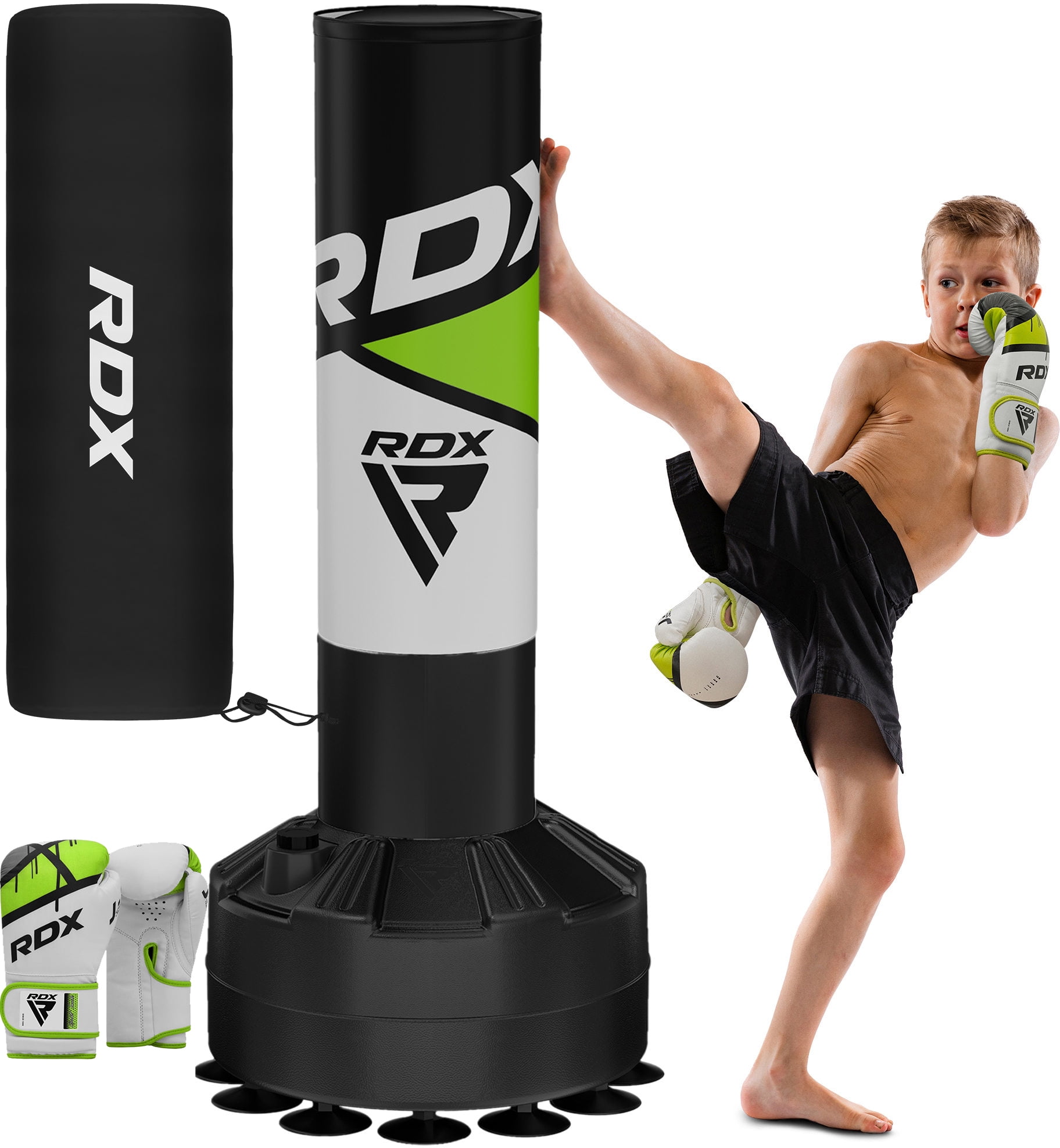RDX Kids Punching Bag with Gloves, 4FT Heavy Duty Junior Target Pedestal Bag Set Suction Cup Stand Base Free Standing Kickboxing MMA Boxing Muay Thai Karate Home Gym Fitness Workout
