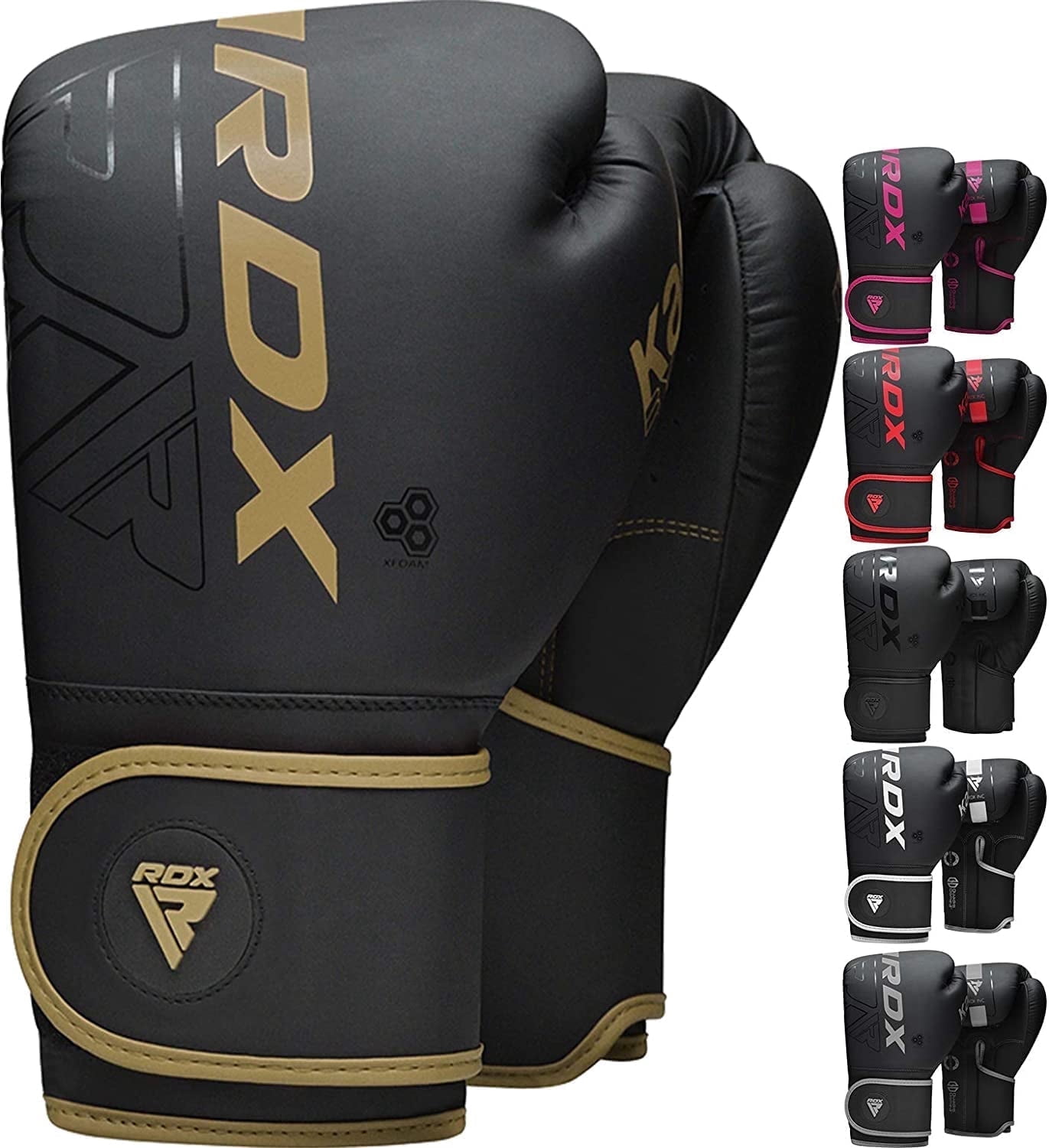RDX Kids Boxing Gloves, Muay Thai Boxing Gloves for Kids, Maya Hide Leather Sparring Combat Gloves, KARA Patent Training Mitt, MMA, Golden,6oz