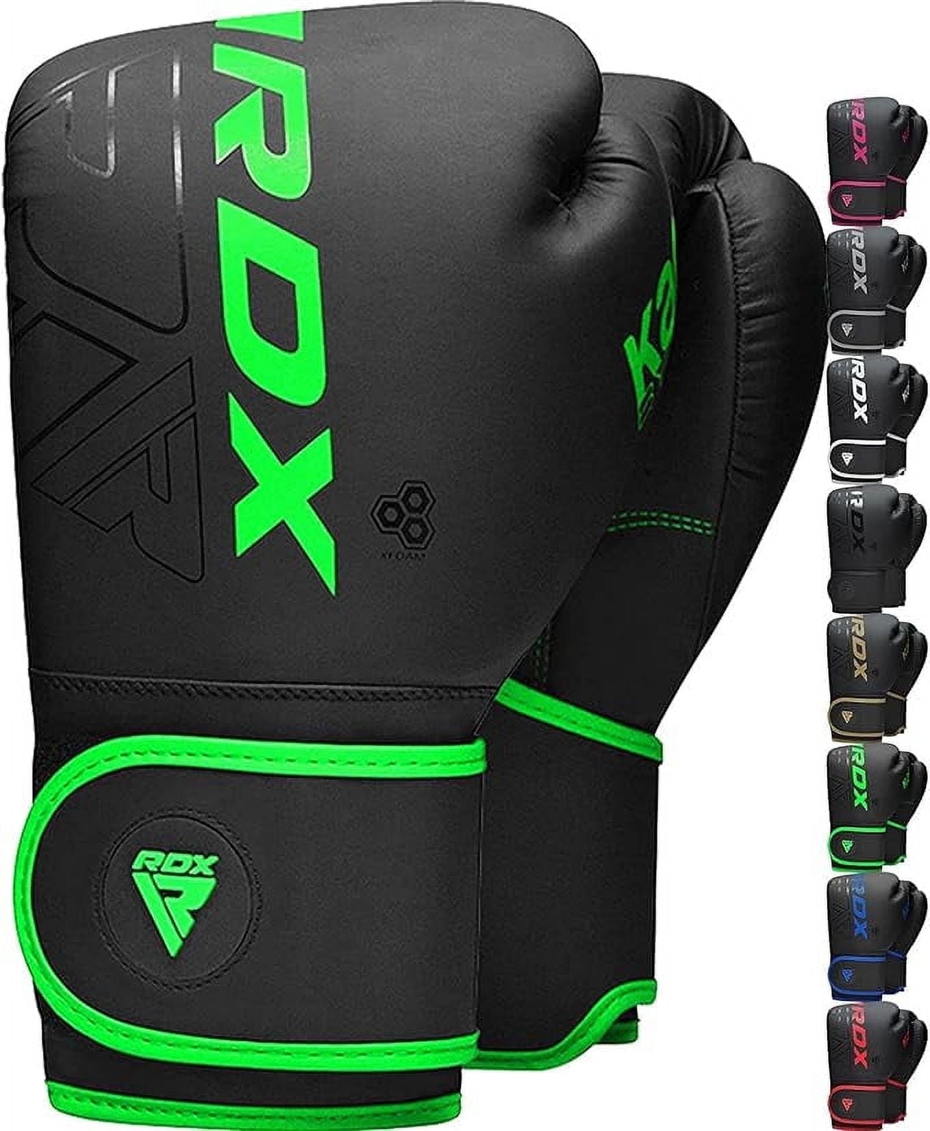 RDX Kids Boxing Gloves, Muay Thai Boxing Gloves for Kids, Maya Hide Leather Sparring Combat Gloves, KARA Patent Training Mitt, MMA, Green,6oz