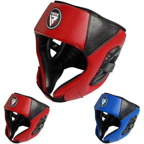 RDX Kids Boxing Headgear, MMA Training KickBoxing Equipment, Leather, Red