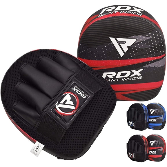 RDX Kids Focus Boxing Punch Mitts, Punching target, Punching pad Leather Curved Hook and Jab Target Hand Pads, Coaching Strike Shield for MMA, Red