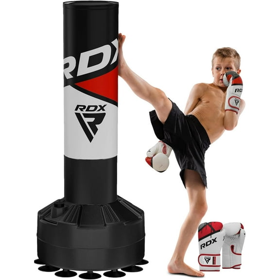 RDX Kids Punching Bag with Gloves, 4FT Heavy Duty Junior Target Pedestal Bag Set Suction Cup Stand Base Free Standing Kickboxing MMA Boxing Muay Thai Karate Home Gym Fitness Workout
