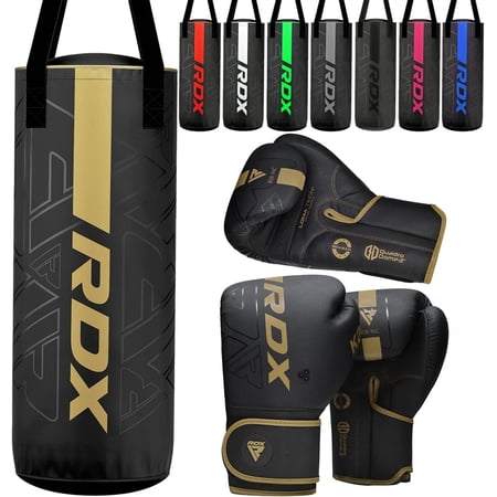 RDX Kids Maya Hide NTEARX Leather Punching Bag with Kara Bag Gloves, 2 ft, Black