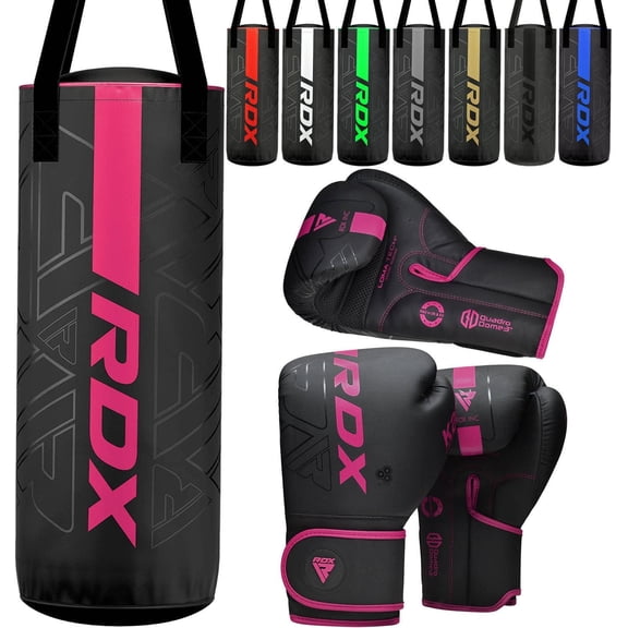 RDX Kids Punching Bag 2FT with Boxing Gloves, Kara Unfilled Set, Non Tear Maya Hide Leather Junior Hanging Bag, Kickboxing MMA Muay Thai Taekwondo Karate BJJ Strength Training, Home Gym Equipment