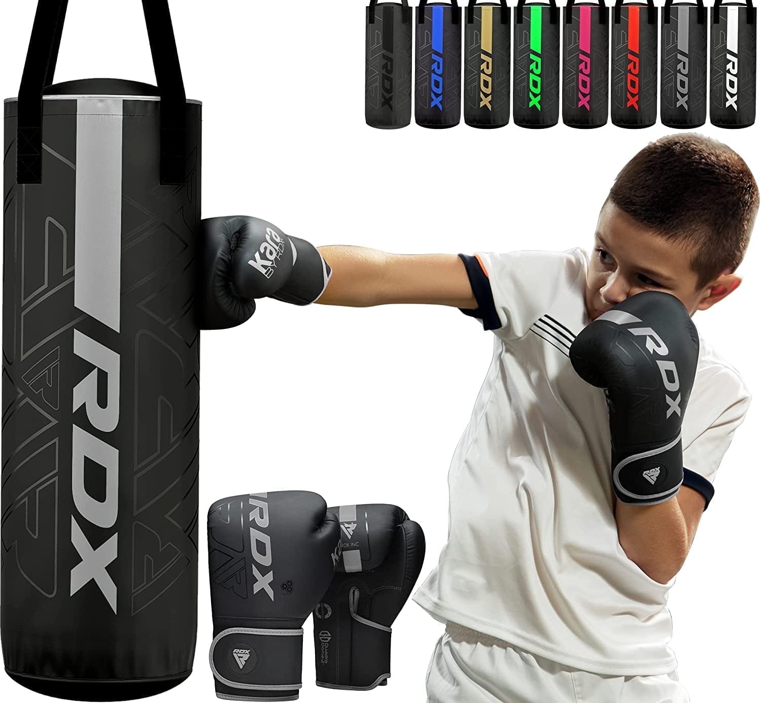 RDX Kids Punching Bag with Boxing Gloves - 2ft Heavy Filled Leather Bag for Boxing, Kickboxing, MMA, Muay Thai & Karate Training