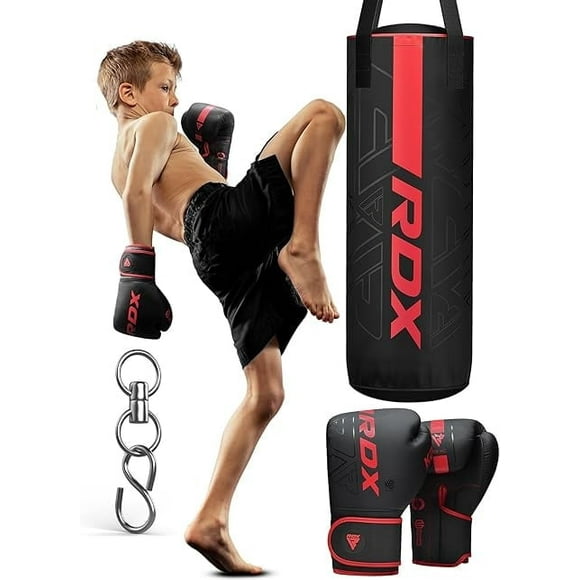RDX Kids Punching Bag with Boxing Gloves - 2ft Heavy Filled Leather Bag for Boxing, Kickboxing, MMA, Muay Thai & Karate Training
