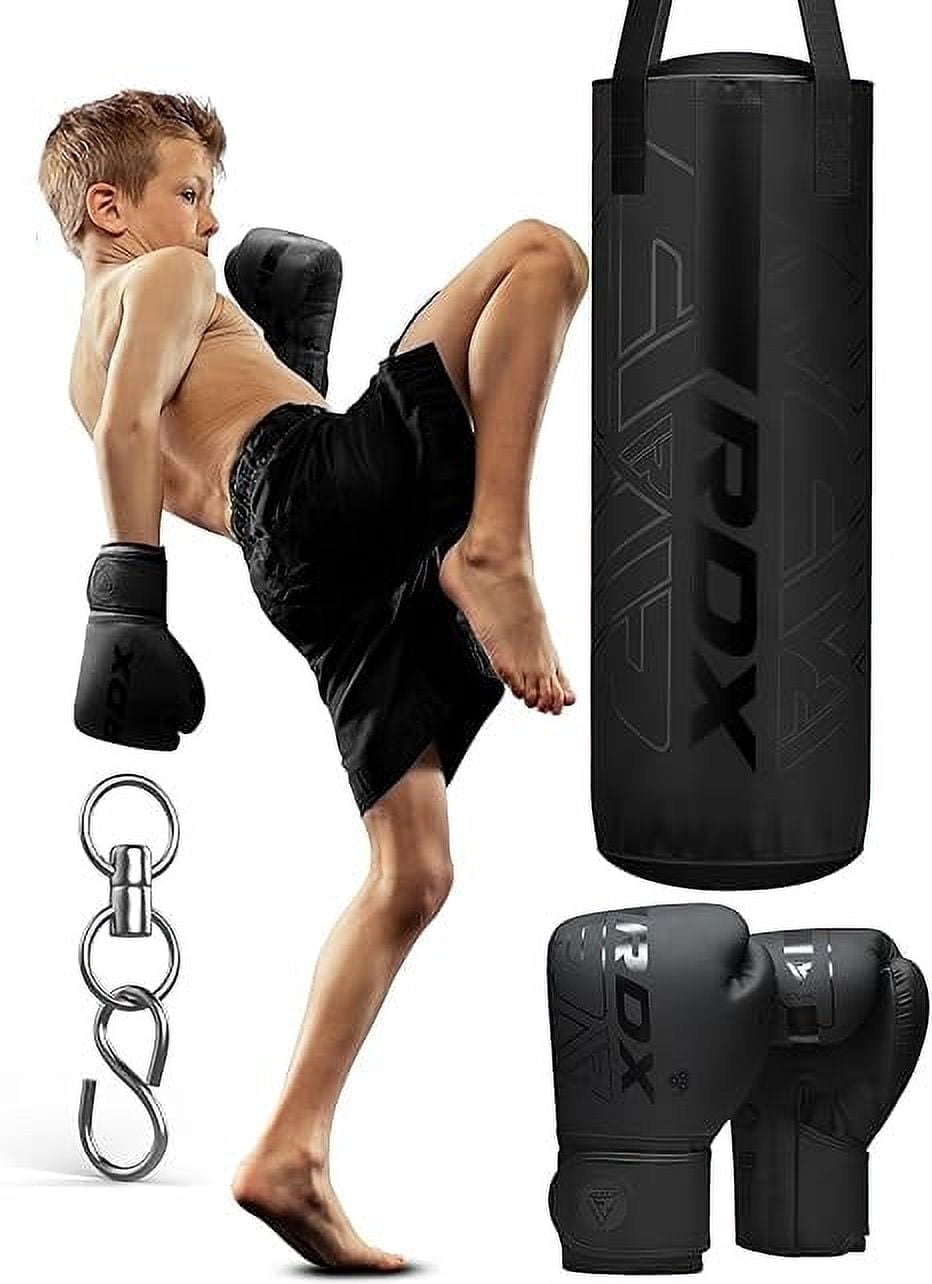 RDX Kids Punching Bag with Boxing Gloves - 2ft Heavy Filled Leather Bag for Boxing, Kickboxing, MMA, Muay Thai & Karate Training
