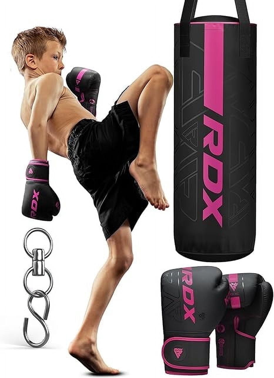 RDX Kids Punching Bag with Boxing Gloves - 2ft Heavy Filled Leather Bag for Boxing, Kickboxing, MMA, Muay Thai & Karate Training