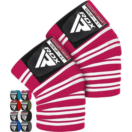 RDX Knee Wraps Weightlifting, 78 Inch Elasticated Pure Cotton, Powerlifting Compression Bandages Support, Squats Deadlifts Bodybuilding Olympic Lifting Leg Press WOD Workout, Gym Fitness Training