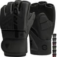 thumbnail image 1 of RDX MMA Boxing Gloves Grappling Sparring, Pre-Curved Martial Arts Mitts, Ventilated Palm, Maya Hide Leather KARA, Black, Small, 1 of 10