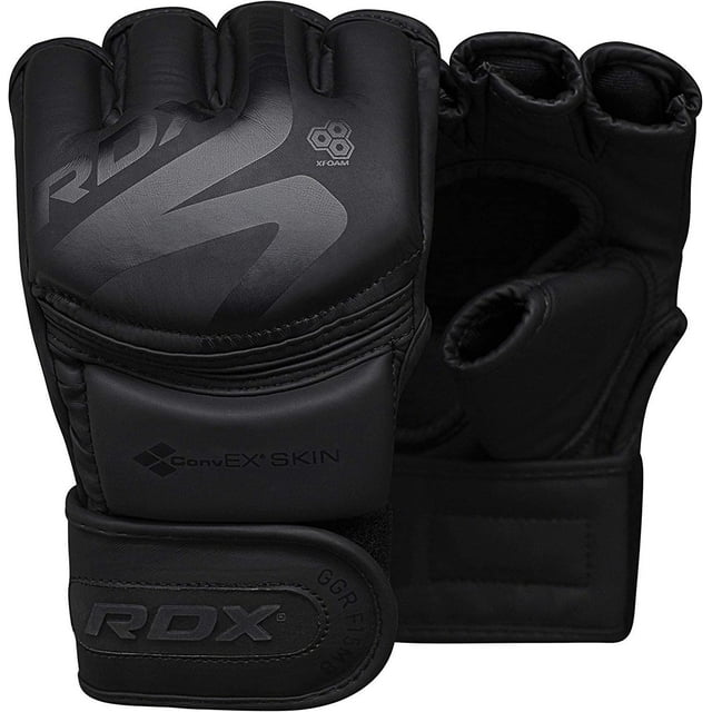 RDX Training Boxing Gloves for MMA, Grappling, Kickboxing, Muay Thai, F15, Medium, Matte Black
