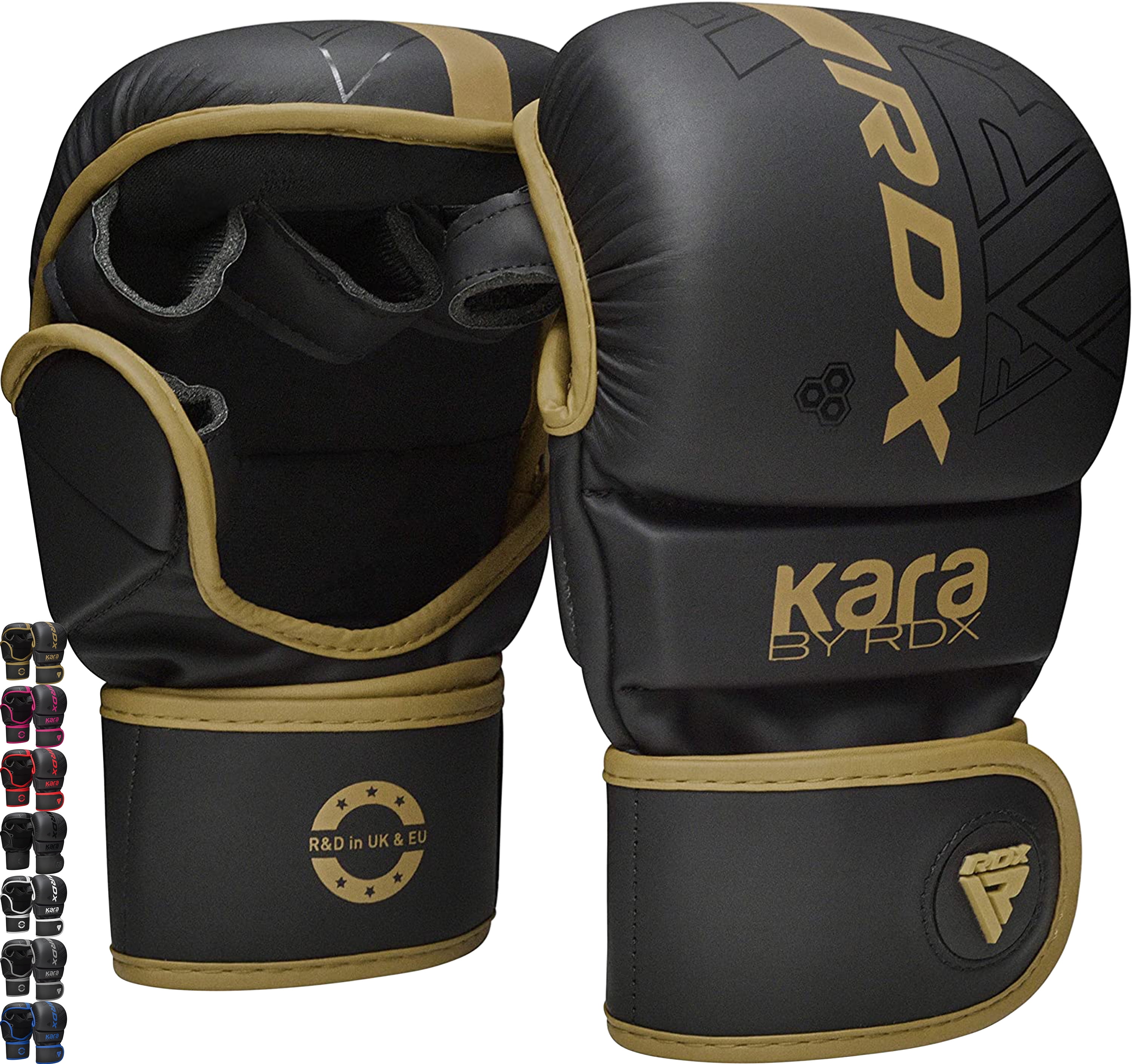 RDX MMA Boxing Grappling Gloves Muay Thai Sparring Kickboxing KARA Matte GLDN, M
