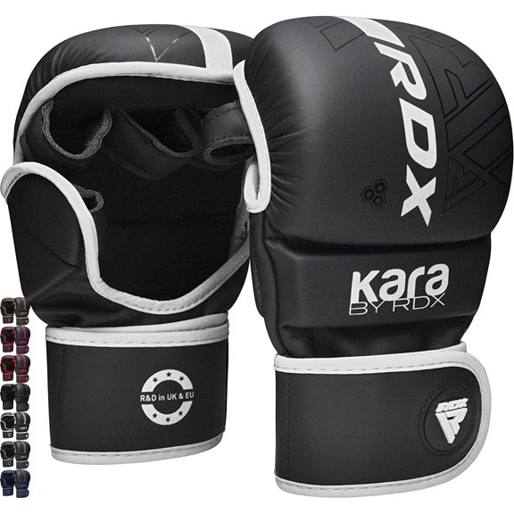 RDX MMA Boxing Grappling Gloves Muay Thai Sparring Kickboxing KARA Matte White, L/XL