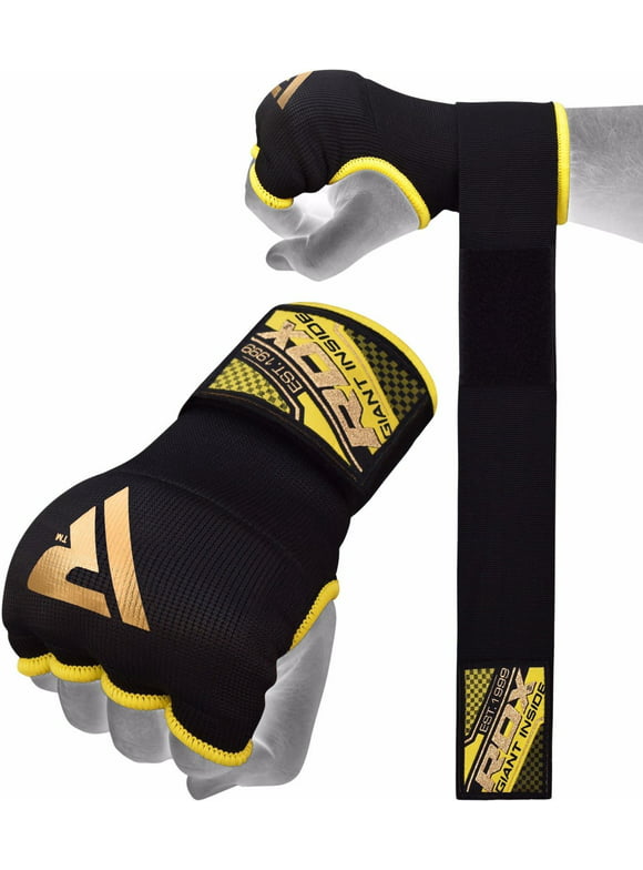 RDX MMA Boxing Inner Gloves, grappling training inner wraps, Black, Large
