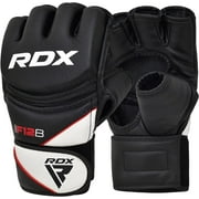 RDX MMA Gloves Grappling Sparring, Maya Hide Leather, Mixed Martial Arts Kickboxing Muay Thai Training Men Women, Half Finger Adjustable Mitts Wrist Support Cage Fighting Combat Punching Bag Workout