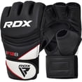 thumbnail image 1 of RDX MMA Gloves for Grappling Martial Arts Training, D. Cut Open Palm Maya Hide Leather Sparring Mitts, Perfect for Cage Fighting, Combat Sports, Punching Bag, Muay Thai and Kickboxing, Black, L, 1 of 3