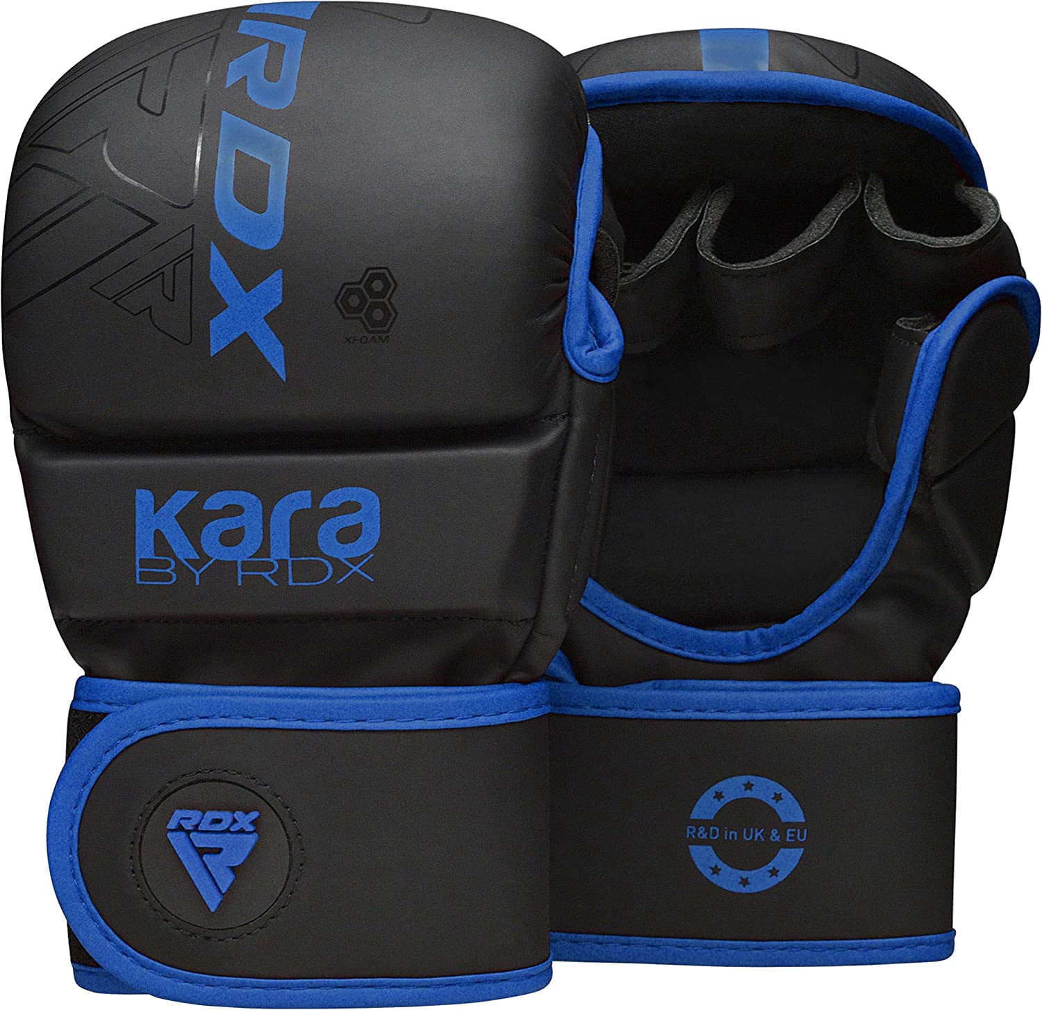 RDX MMA Grappling Gloves Muay Thai Sparring Kickboxing KARA, Matte Blue, S