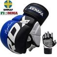 thumbnail image 1 of RDX MMA Sparring Gloves Martial Arts, Muay Thai, Kickboxing, Ventilated Open Palm for Grappling, Karate Mitts for Adults, Blue, Small, 1 of 9
