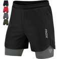 thumbnail image 1 of RDX Men’s Running Shorts, 2 in 1 Athletic Breathable Short Compression Liner, 2 Zipper and 2 Phone Pockets, Lightweight Quick Drying Elastic Shorts for Sports Workout Jogging Cycling Gym Bodybuilding, 1 of 6