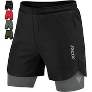 RDX Men s Running Shorts, 2 in 1 Athletic Breathable Short Compression Liner, 2 Zipper and 2 Phone Pockets, Lightweight Quick Drying Elastic Shorts for Sports Workout Jogging Cycling Gym Bodybuilding