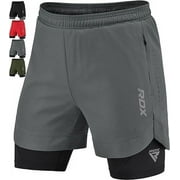 RDX Men s Running Shorts, 2 in 1 Athletic Breathable Short Compression Liner, 2 Zipper and 2 Phone Pockets, Lightweight Quick Drying Elastic Shorts for Sports Workout Jogging Cycling Gym Bodybuilding