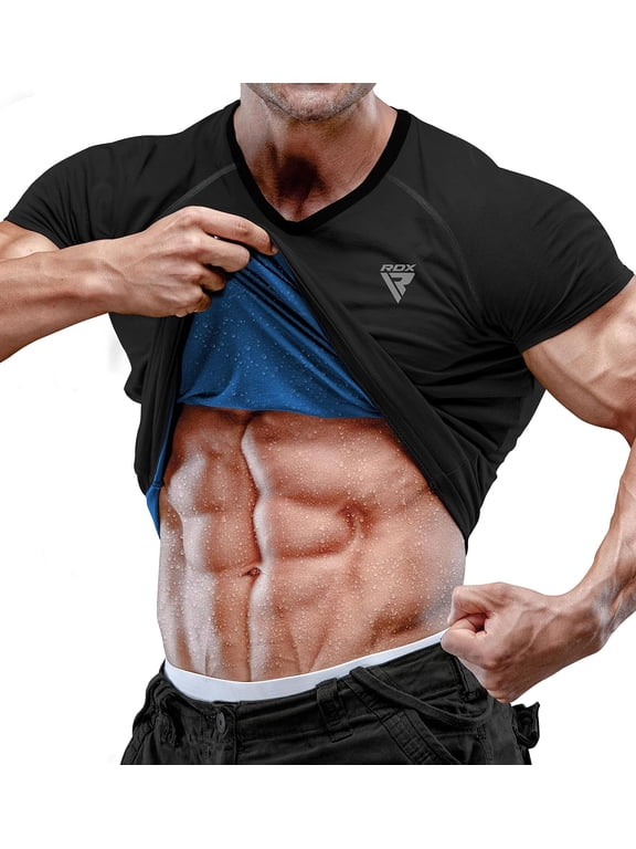 Men's Sauna Shirt Heat Trapping Sweat Suit - REACH OEKO TEX 100 Certified T-Shirt - Gym Workout Fitness Tank Top Trimmer