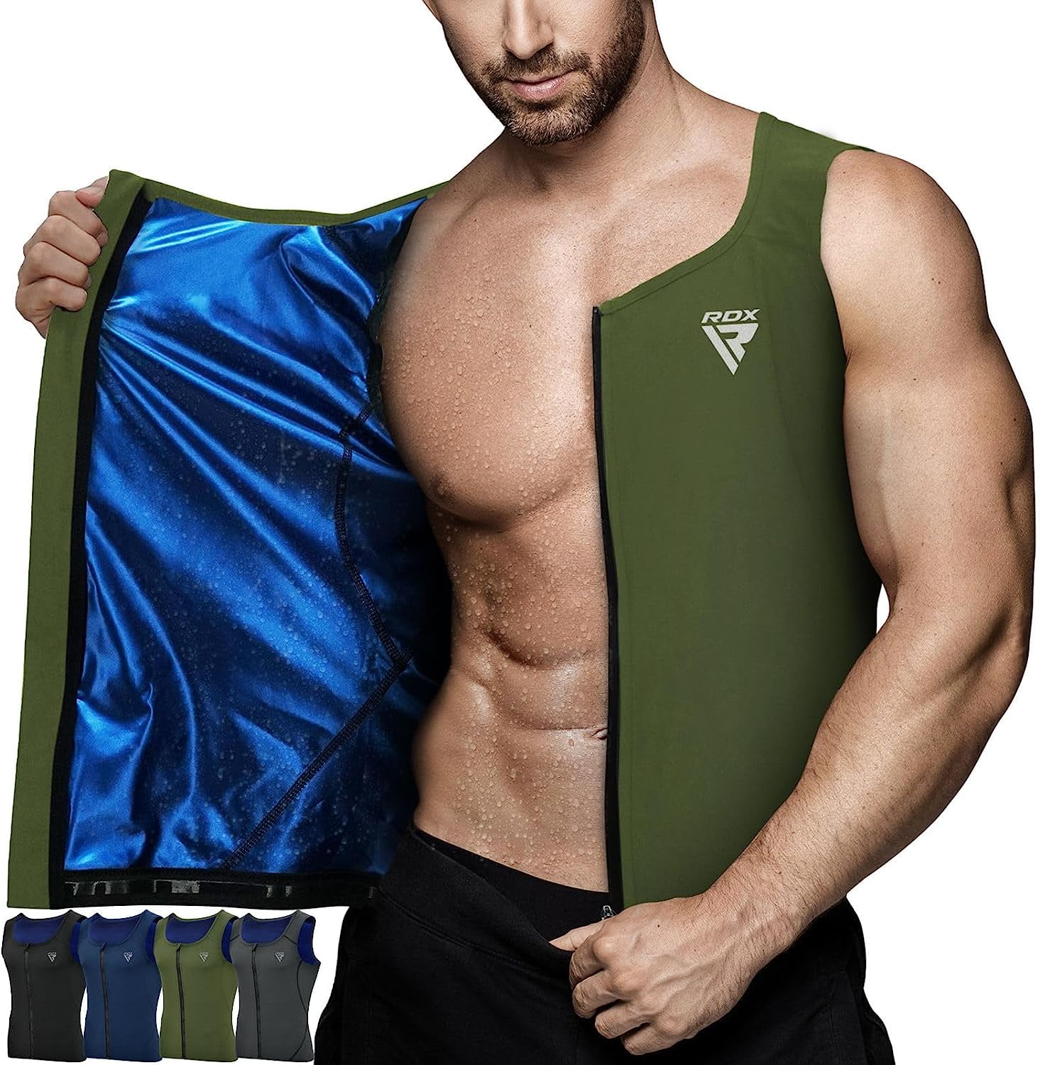 Tuta Sauna Dimagrante Donna RDX | Certificata OEKO TEX 100 | Anti Sudore Per Palestra E Allenamento | Set Con Cappuccio E Tasche