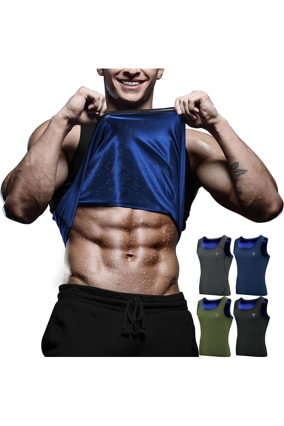 Men's Sauna Vest Heat Trapping Sweat Waist Trainer - REACH OEKO TEX 100 Certified Body Shaper - Weight loss Trimmer Hot Corset Slimming Zipper Pullover - Gym Workout Fitness Tank Top