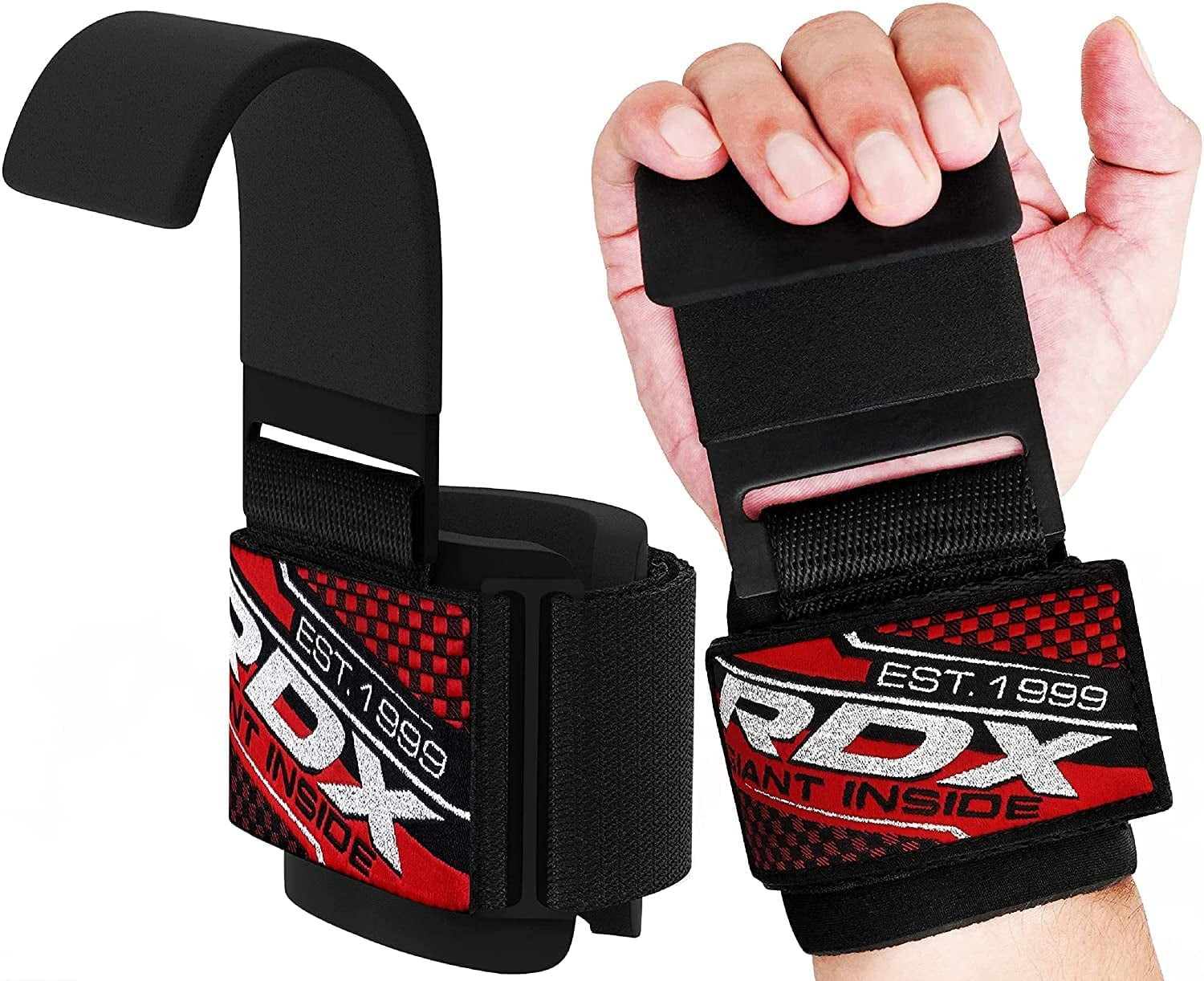 RDX Pro Gym Weight Lifting Hook With Wrist Strap Support 