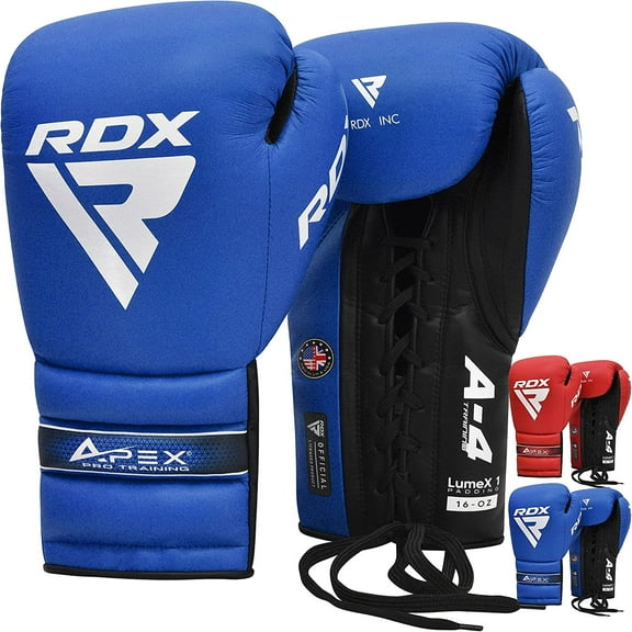 RDX Professional Boxing Fight Gloves, APEX Lace-Up Competition Fighter Gloves, Super Skin Maya Hide Leather, Padded Wrist Support, Multi-Layered, Traditional Extra Long Laces for Firm Secure Fit