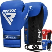 RDX Professional Boxing Fight Gloves, APEX Lace-Up Competition Fighter Gloves, Super Skin Maya Hide Leather, Padded Wrist Support, Multi-Layered, Traditional Extra Long Laces for Firm Secure Fit