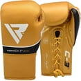 thumbnail image 1 of RDX Professional Boxing Fight Gloves, BBBofC BIBA WBF NYAC Approved, Genuine Cowhide Leather Competition Fighter Glove with Padded Wrist Support, Traditional Extra Long Laces for Firm Secure Fit, 1 of 6