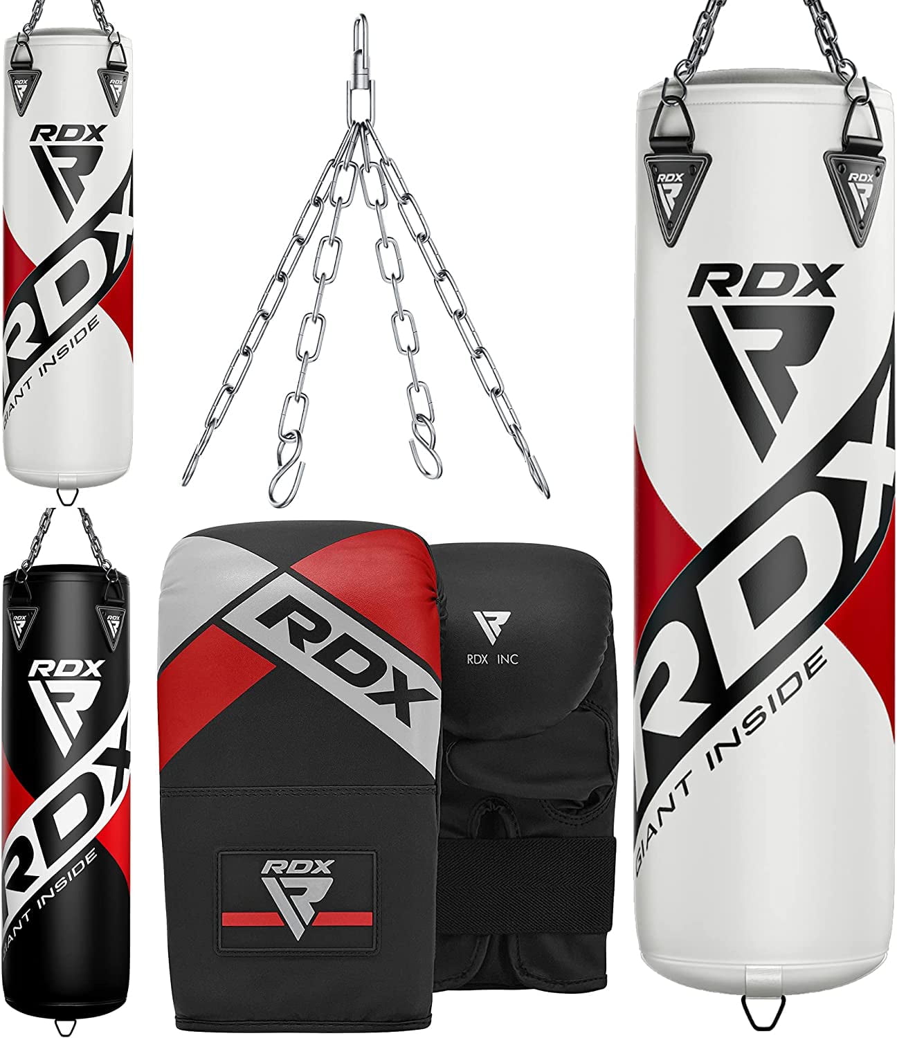 RDX Punch Bag for Boxing, 4ft 5ft unFilled Heavy Bag Anti Swing Set, White RDX Punch Bag for Boxing, 4ft 5ft unFilled Heavy Bag Anti Swing Set, White