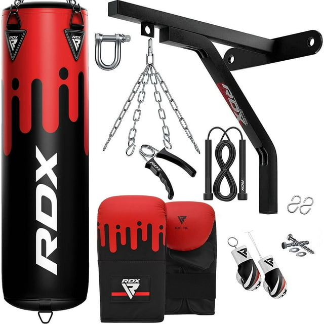 RDX Punching Bag, Boxing Training, Filled Heavy Bag Set with Punching