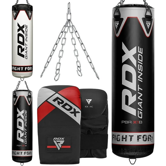 RDX Punching Bag for Boxing Training, Unfilled Heavy Bag Anti Swing Set With Punching Gloves and Hanging Chain MMA, Great For Grappling, Kickboxing, Muay Thai, Available In 4FT 5FT