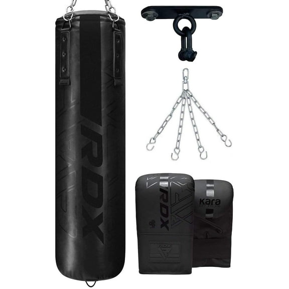 RDX Punching Bag Unfilled Set Kick Boxing MMA Training Gloves Heavy Punchinging Mitts Hanging Chain wall Bracket Muay Thai 4PC Martial Arts 4FT 5FT