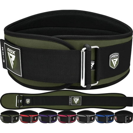 RDX RX3 Weight Lifting Belt Curved Padded Lumbar Support with Auto Lock - ARMY GREEN - LARGE